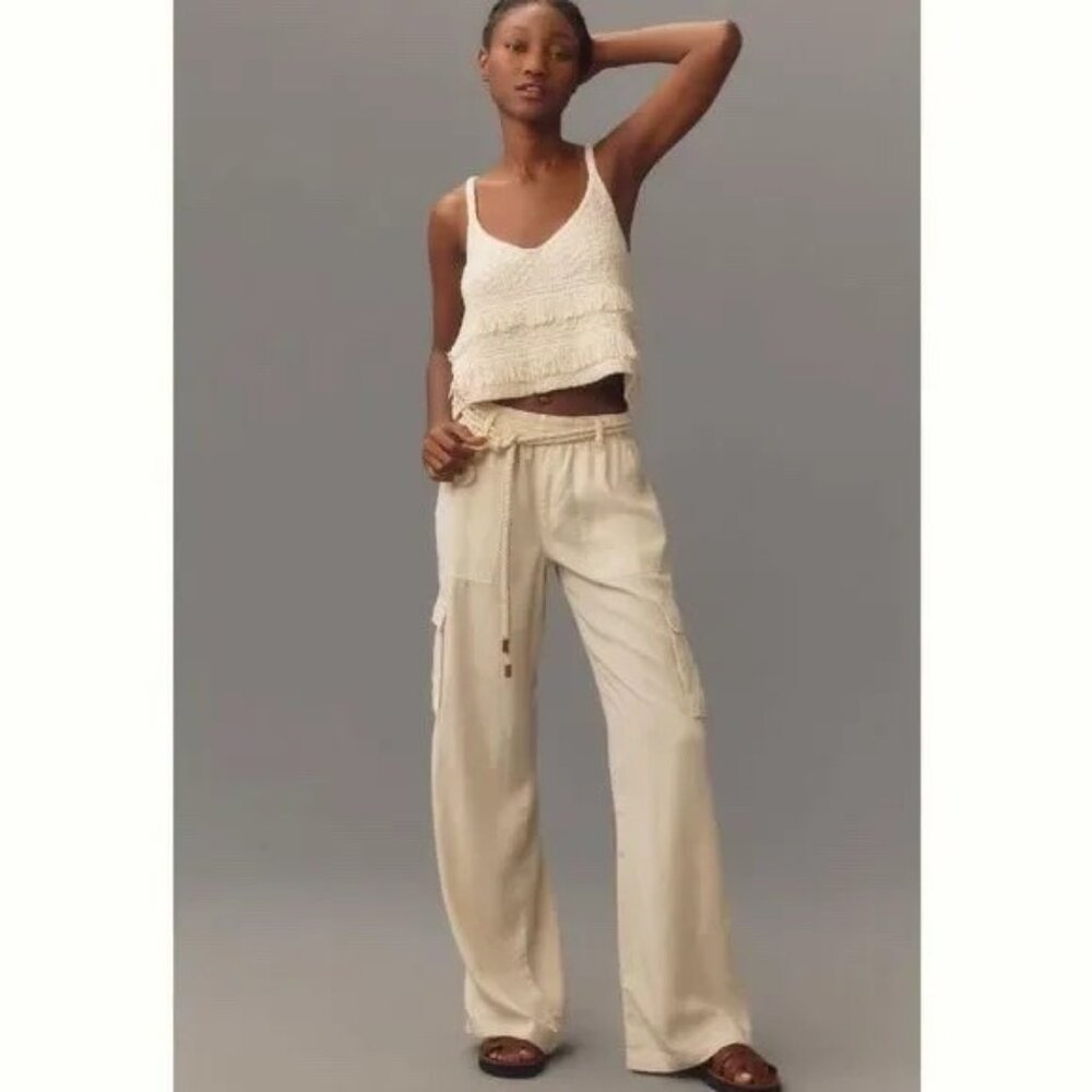 NWT Anthropologie Sanctuary Women's Reissue Cargo Pants Ivory XL - Picture 2 of 8